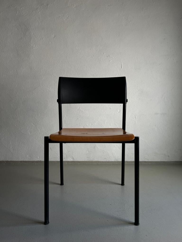 Post-Modern Black Metal Plywood Seat Chair Wiesner Hager, 1990s