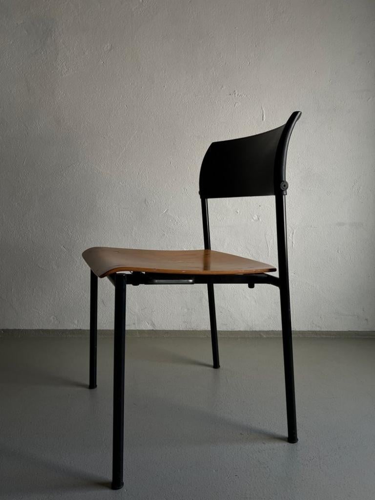 German Black Metal Plywood Seat Chair Wiesner Hager, 1990s
