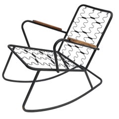 Black Metal Rocking Chair with Brazilian Jacaranda Wood Arms