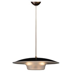 Black Metal & Satin Glass Pendant, Made in Italy