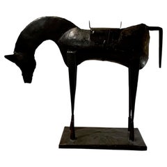 Black Metal Sculpture Of A Horse, Belgium, 1980s