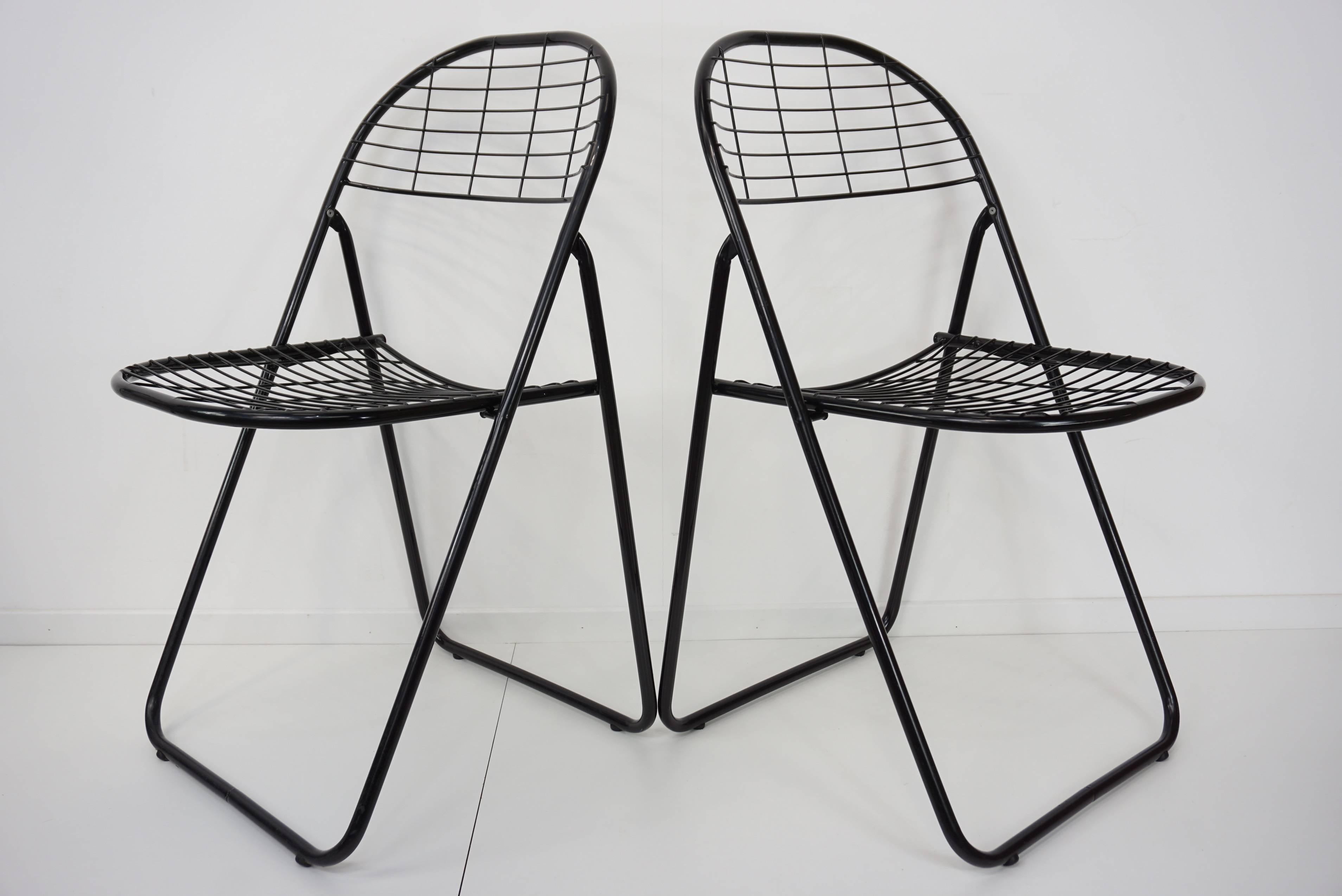Black Metal Set of Four Folding Chairs 10