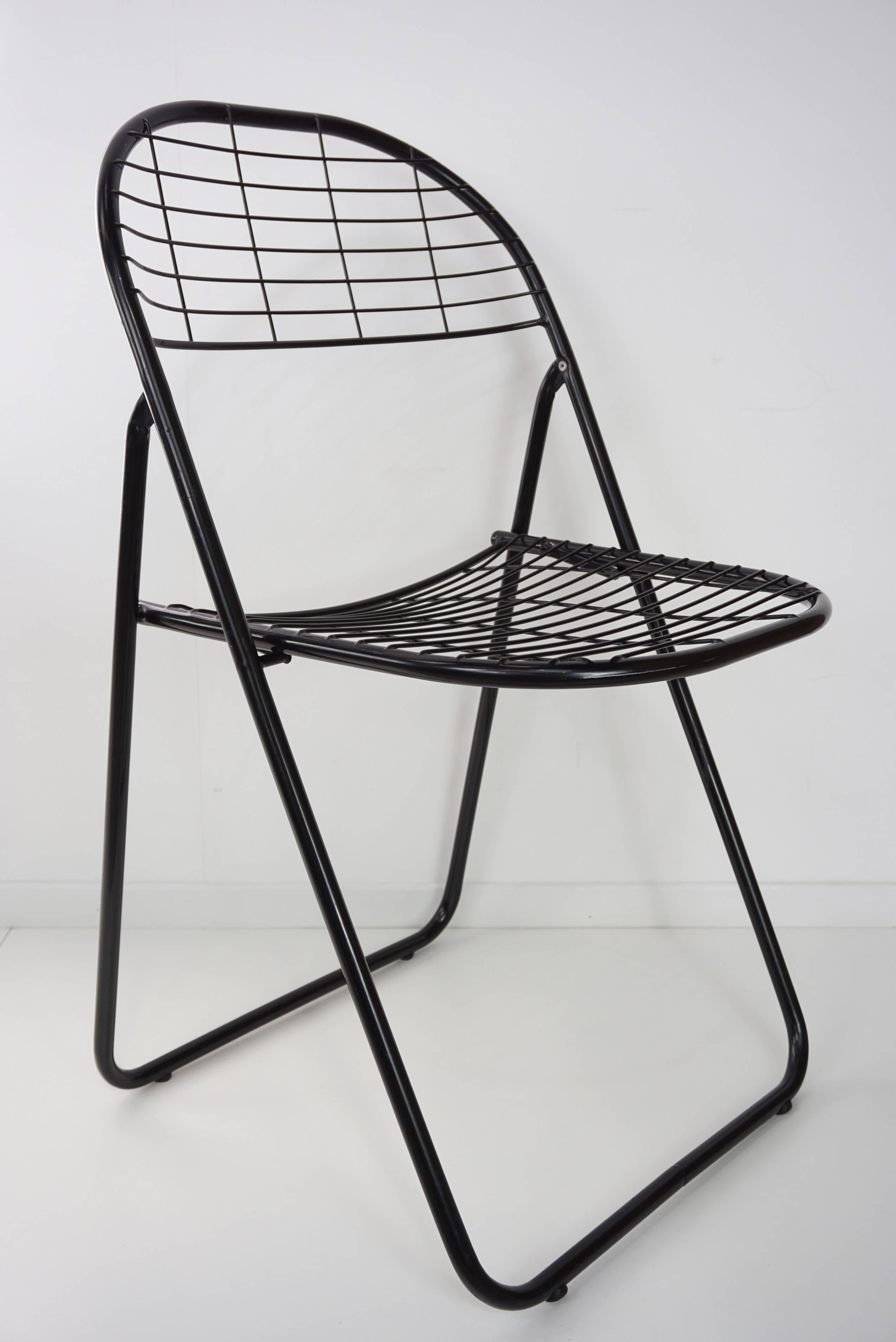 black metal folding chair