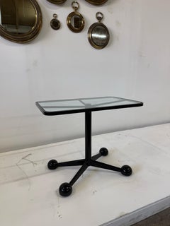 Black Metal Side & Glass Inset Table by Arredamenti Allegri (SIGNED)