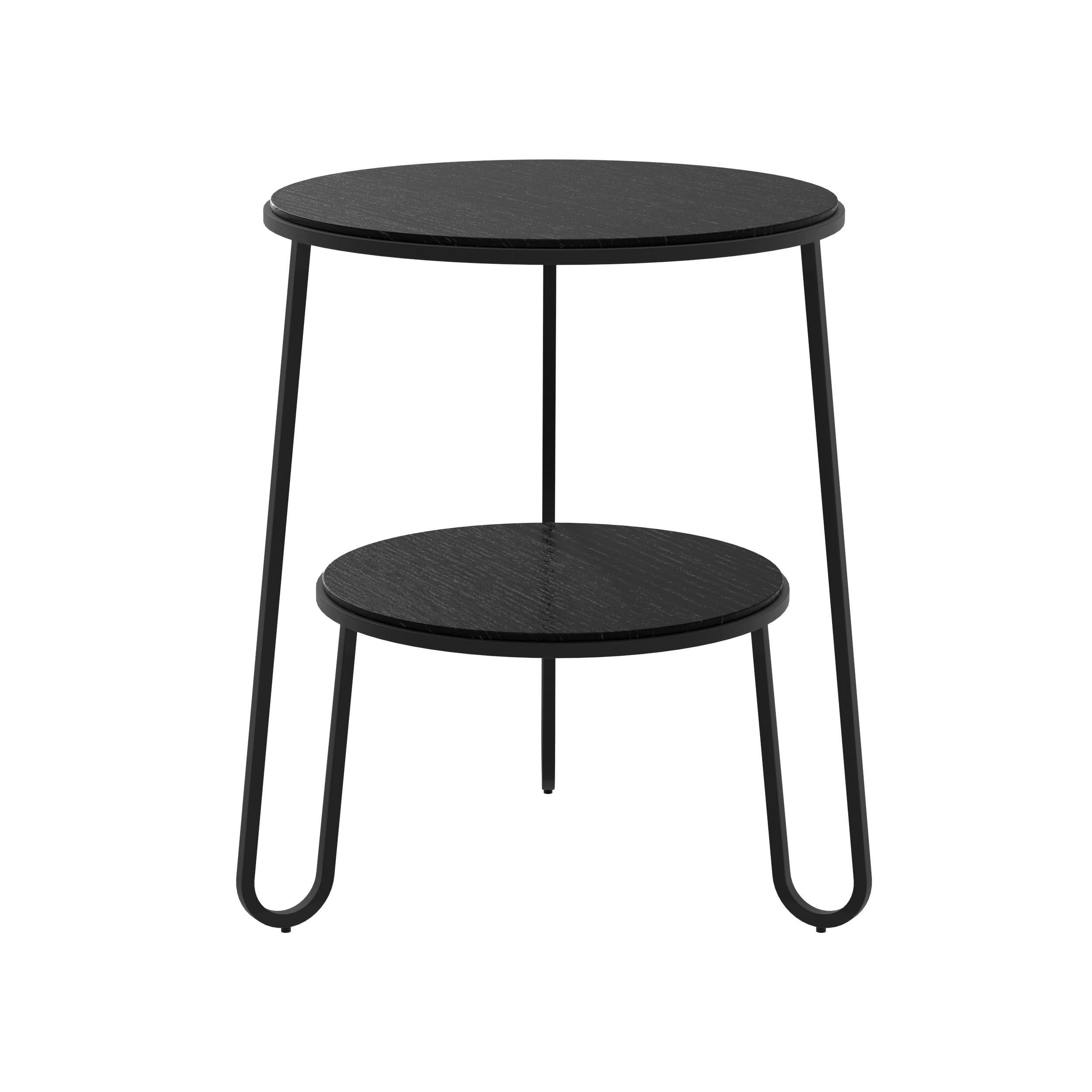 Table d'appoint Anatole en métal noir et chêne teinté par HARTO
Dimensions : L 44,5 x P 44,5 x H 50,5 cm : L 44,5 x P 44,5 x H 50,5 cm. 
MATERIAL : Contreplaqué plaqué bois, métal peint.
Poids : 6.0 kg

Le guéridon Anatole est polyvalent : il se