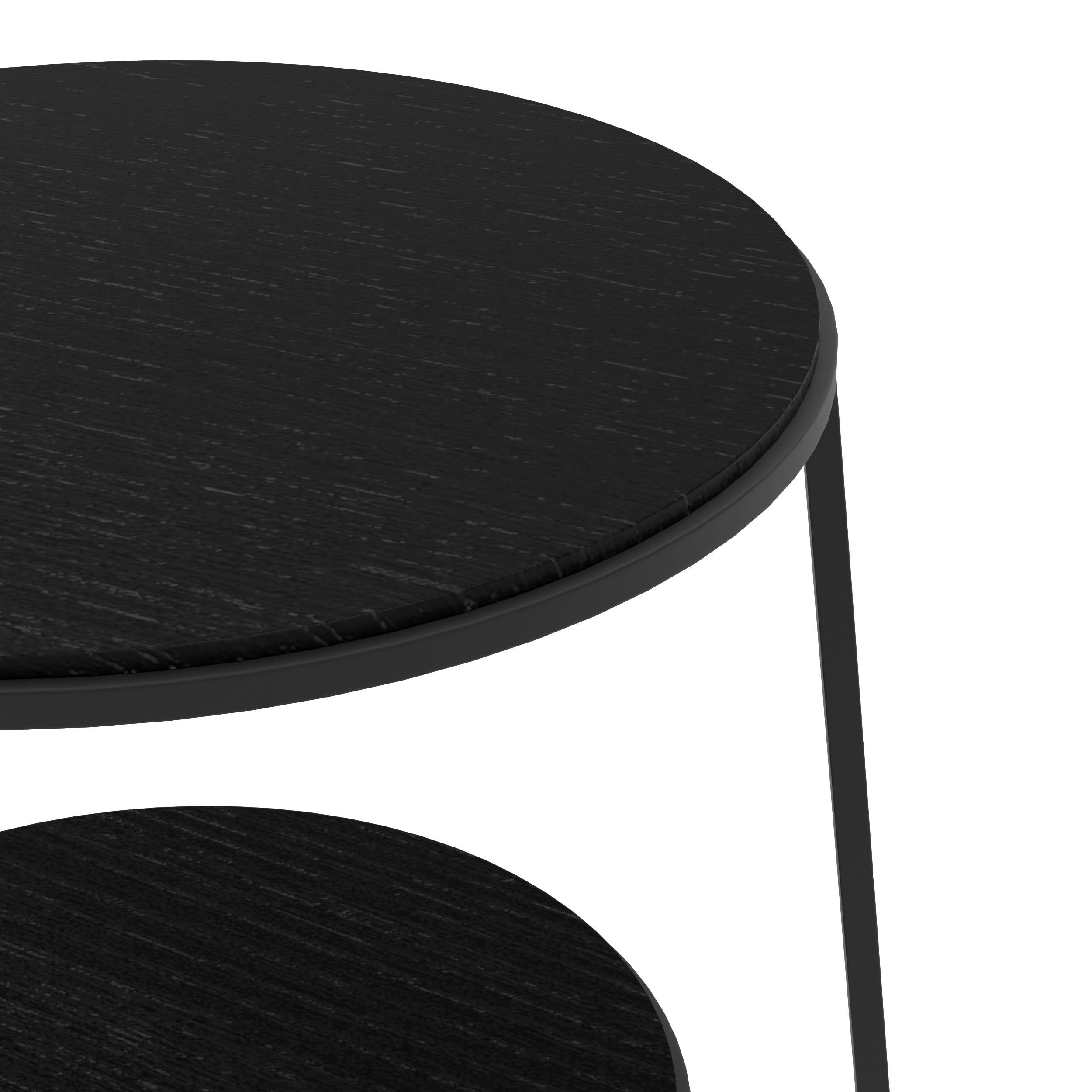 Portugais Table d'appoint Anatole en métal noir et chêne teinté par HARTO en vente