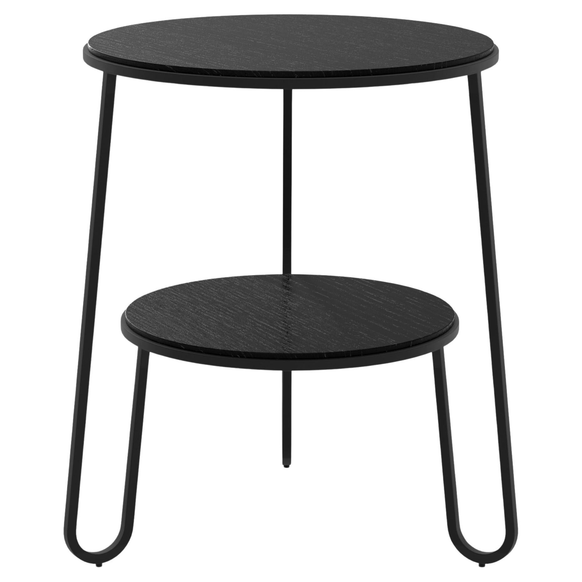 Table d'appoint Anatole en métal noir et chêne teinté par HARTO