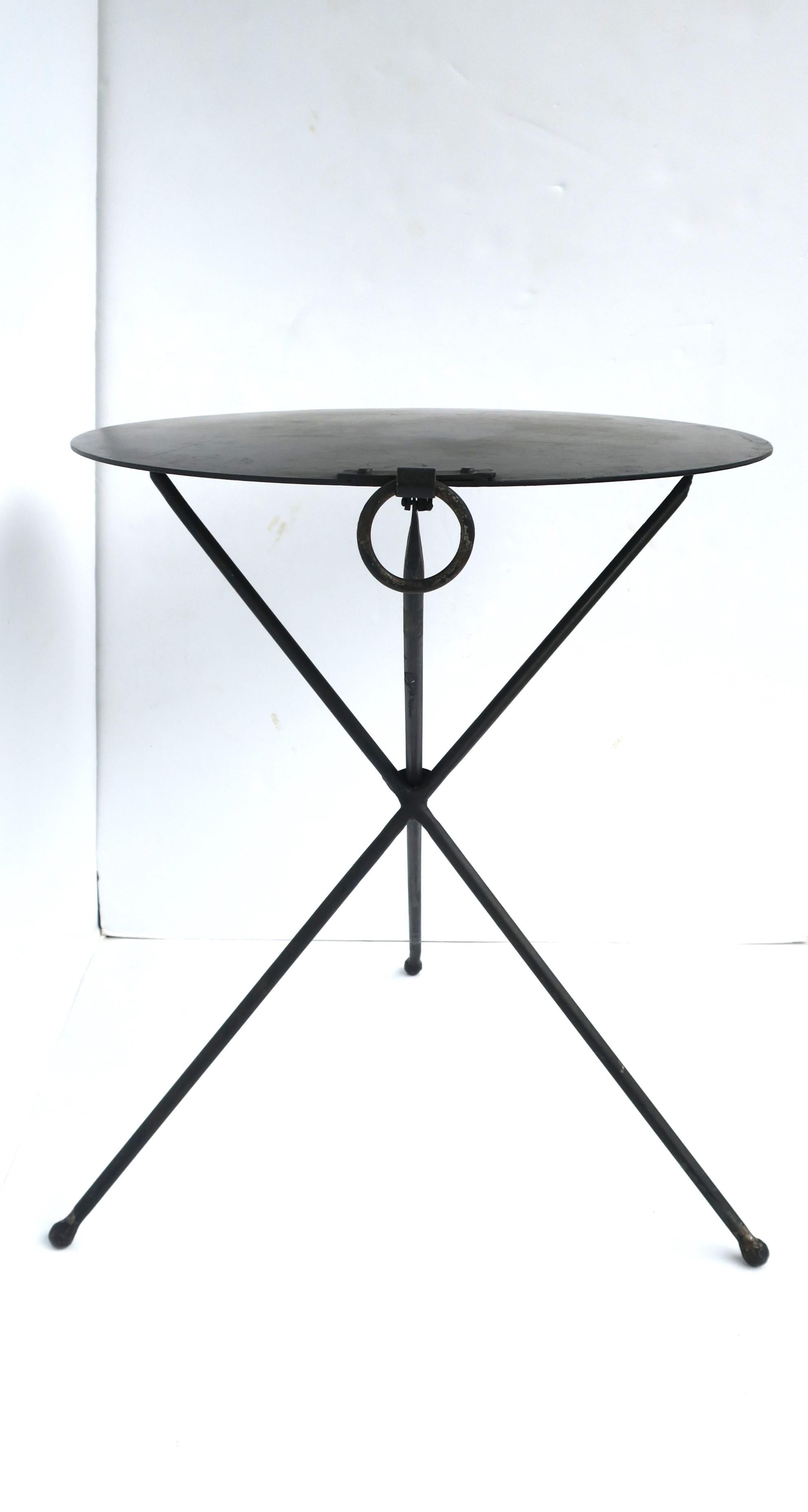 20th Century Black Metal Tripod Side or End Table For Sale