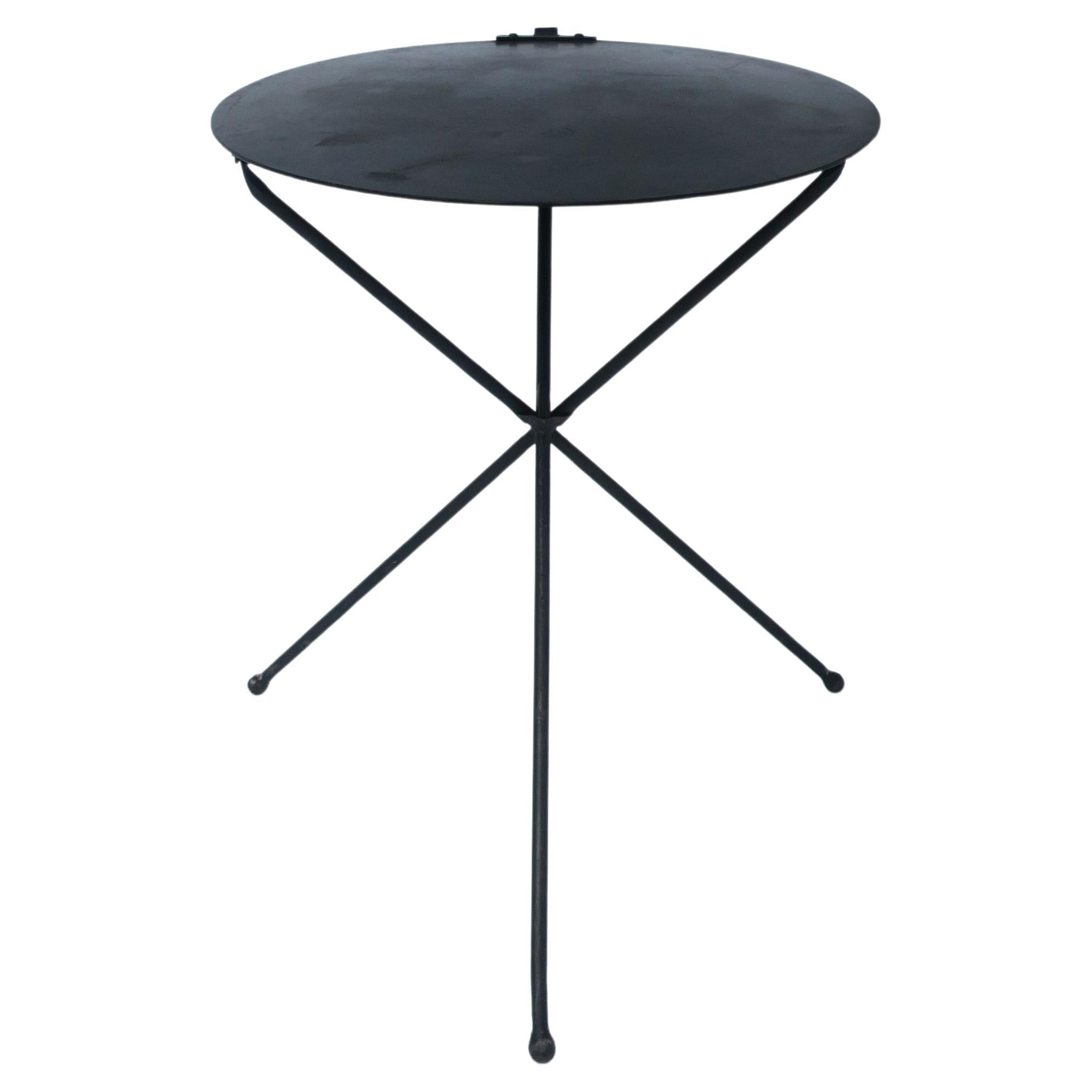 Black Metal Tripod Side or End Table For Sale