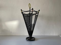 Black Metal Umbrella Stand with Yellow Circle Handle, 1950s, Germany