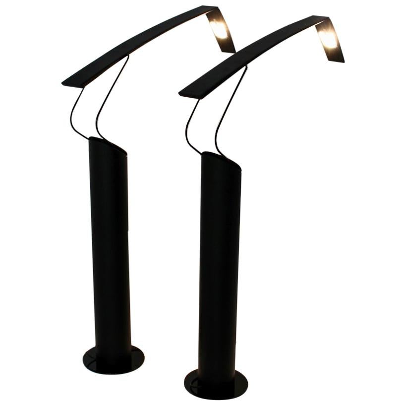 Lampadaires Vintage en métal noir par Mario Barbaglia et Marco Colombo, circa 1980