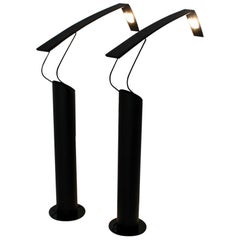 Black Metal Vintage Floor Lamps by Mario Barbaglia Marco Colombo, circa 1980