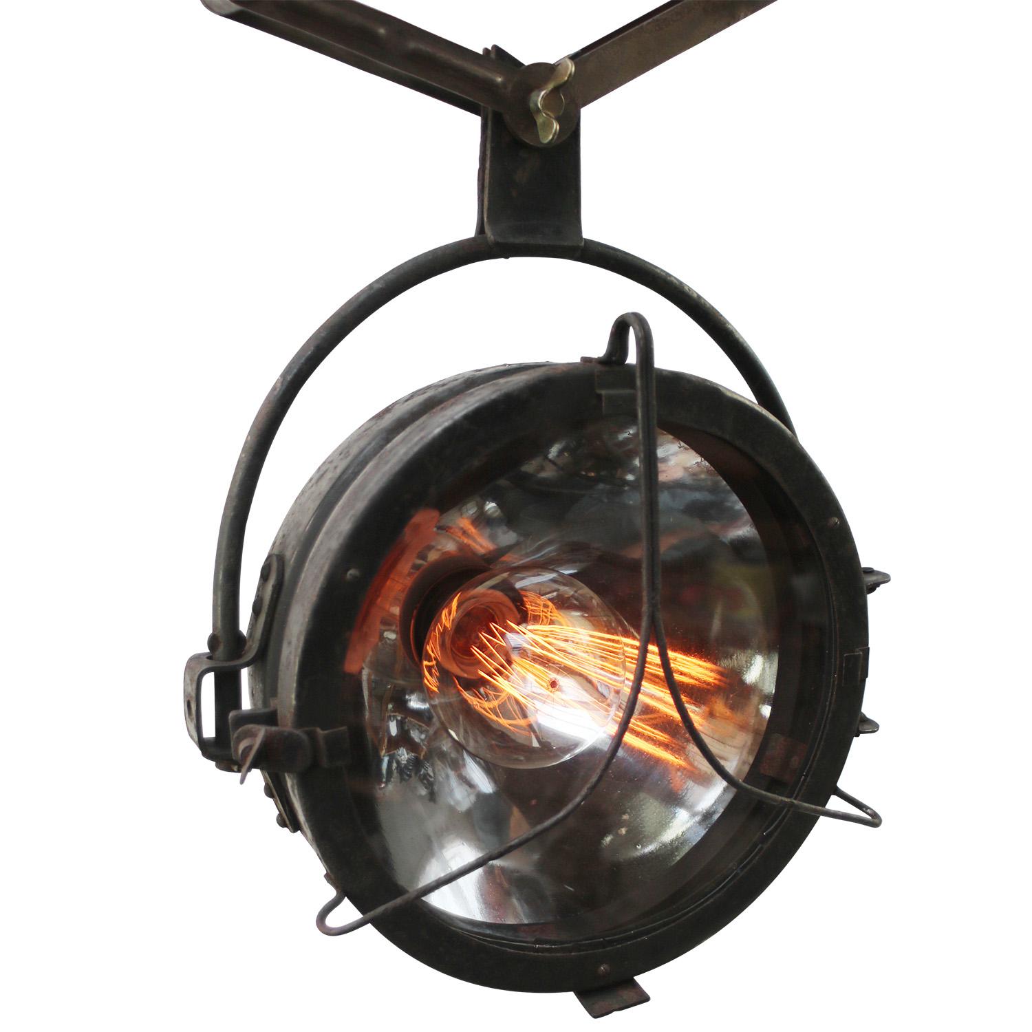 Industriel Lampe à ciseaux en métal noir, miroir en verre clair de style industriel vintage en vente