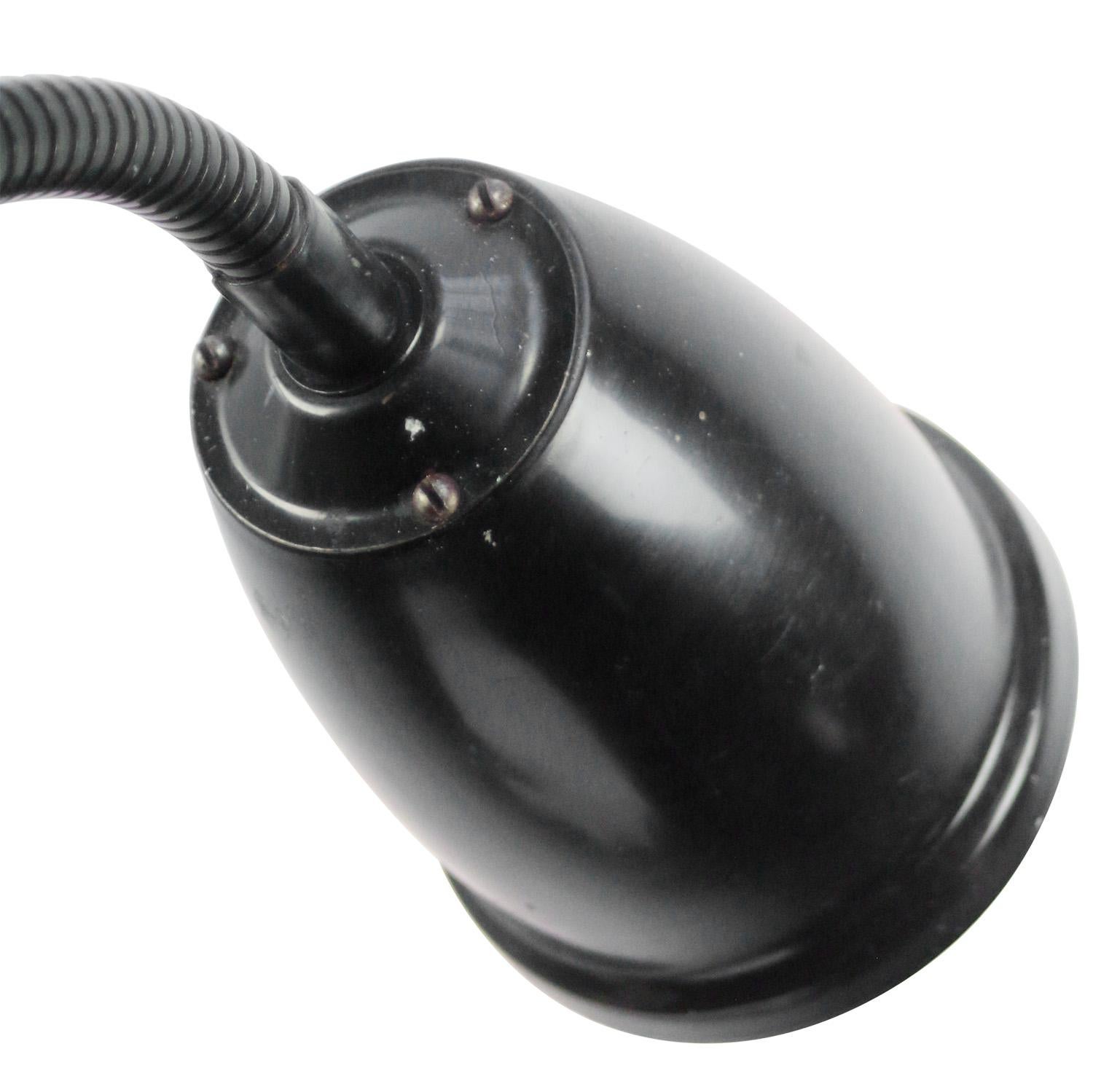 French Black Metal Vintage Industrial Machinist Gooseneck Table Light