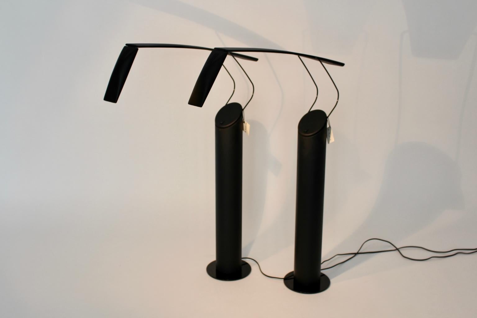 Black Metal Vintage Floor Lamps by Mario Barbaglia Marco Colombo, circa 1980 For Sale 7