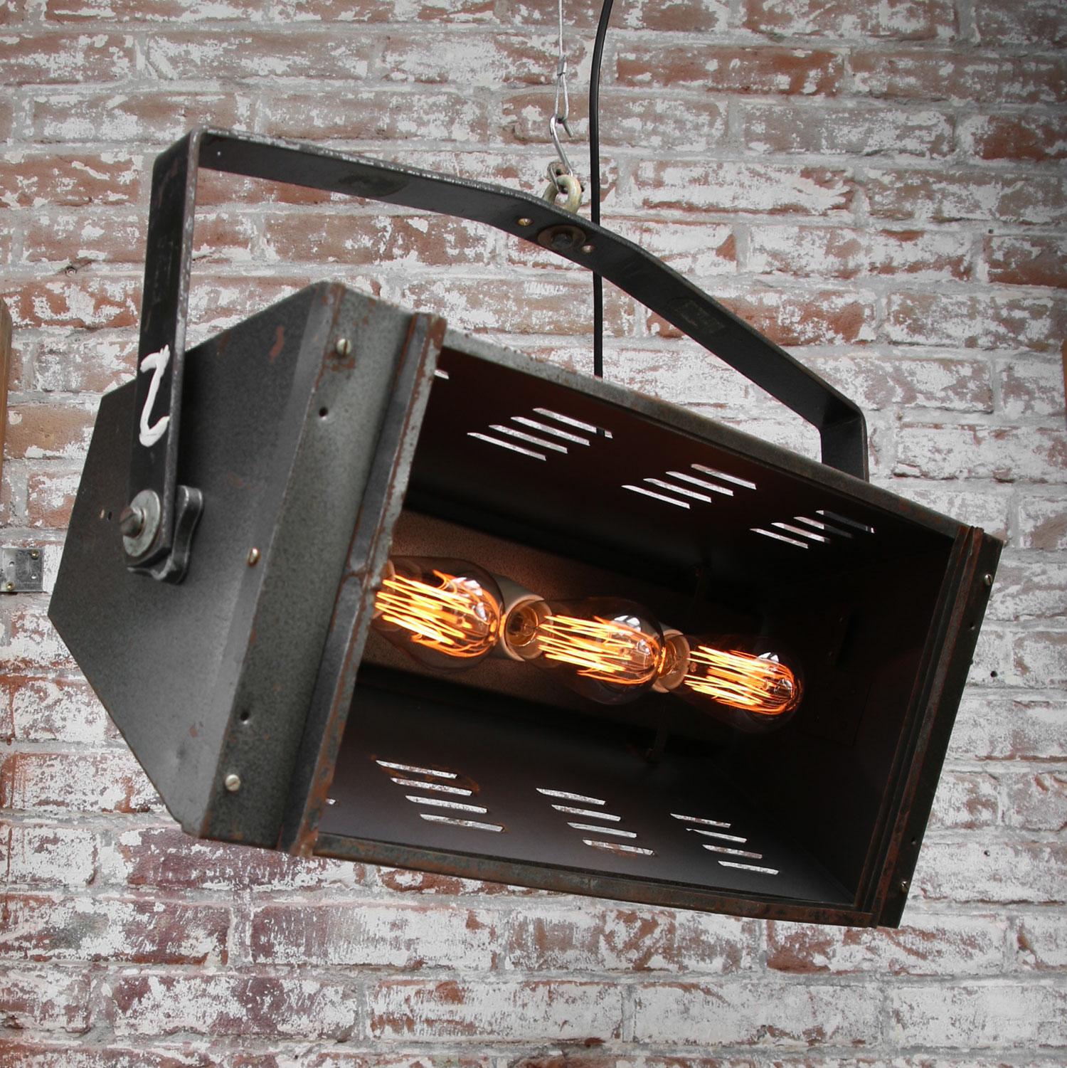 Black Metal Vintage Theater Film Studio Wall Pendant Light In Good Condition For Sale In Amsterdam, NL