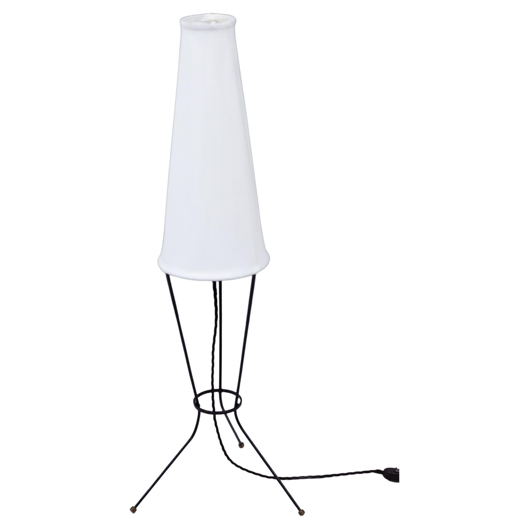 Black Metal & White Fabric Swedish Modern Lamp 