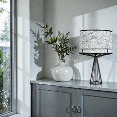 Tony Paul Mid-Century Modern Table Lamp, Black Metal Wire, 1950s