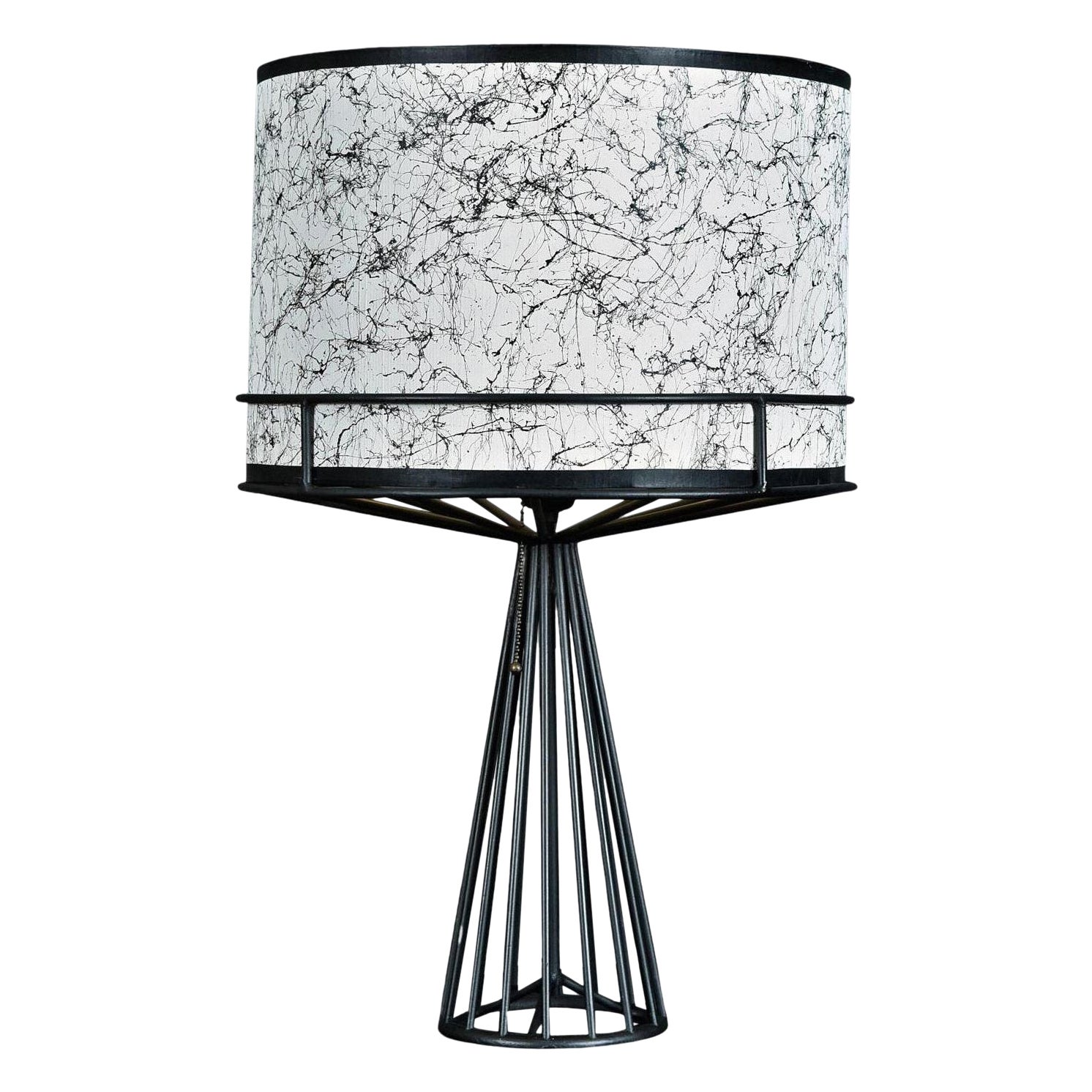 Black Metal Wire Tony Paul Table Lamp with Drum Shade