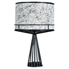Black Metal Wire Tony Paul Table Lamp with Drum Shade
