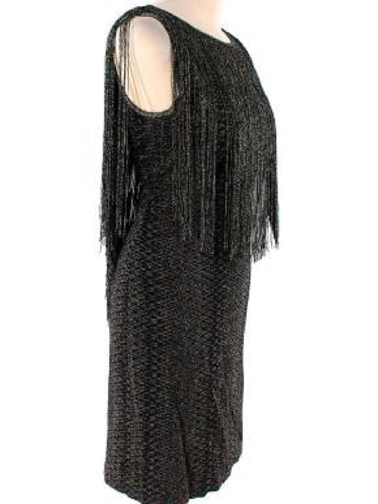 Black metallic fringed dress In Good Condition For Sale In London, GB