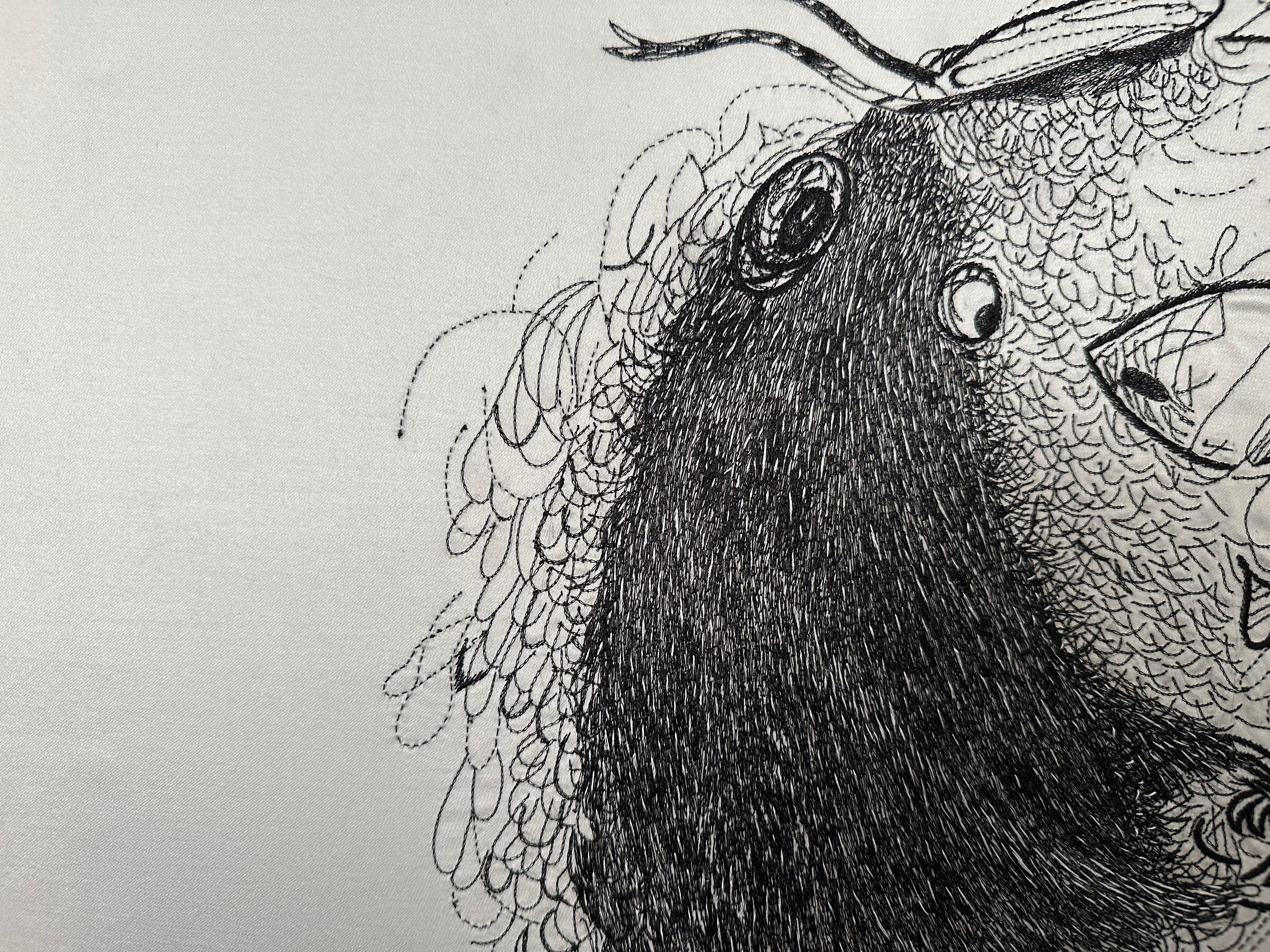 Hilos Metálicos Negros, Bordados, Tapiz para Habitación de Bebé, En Stock en venta 3