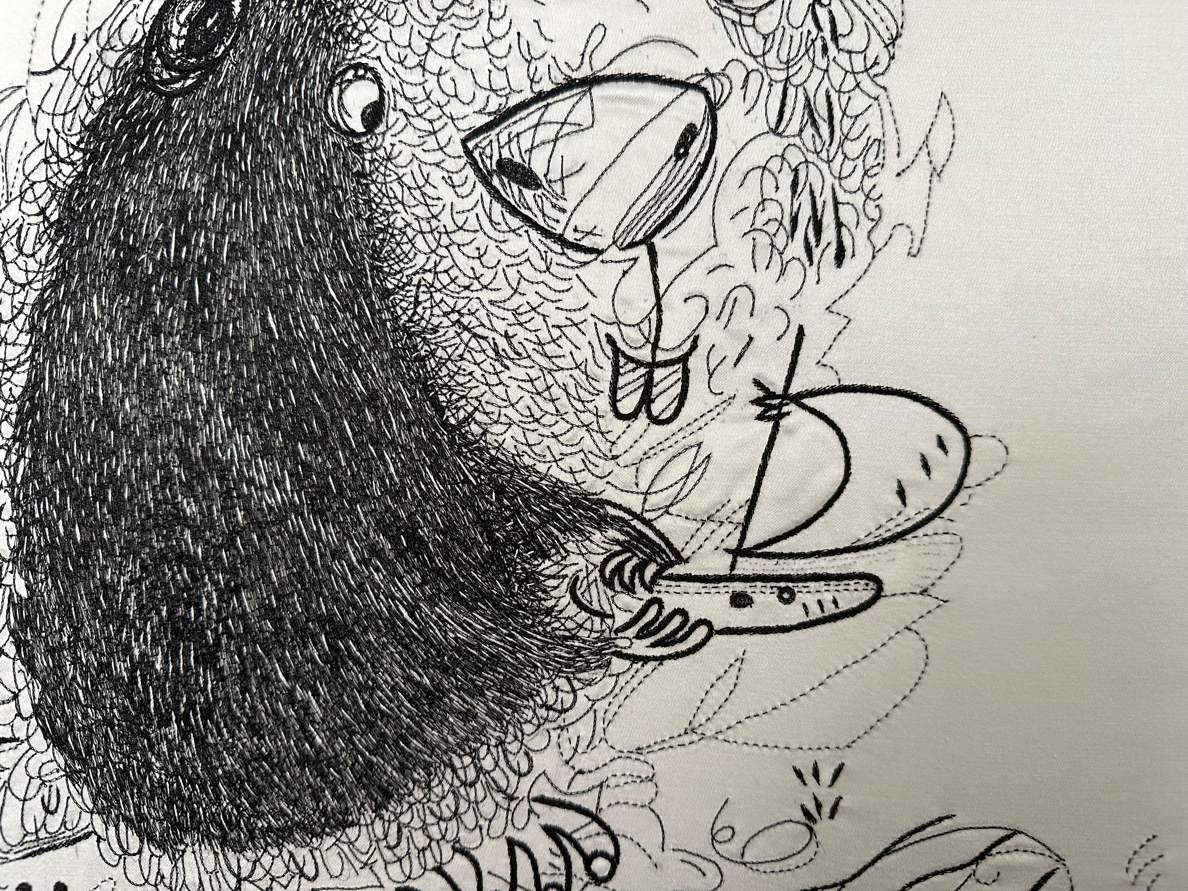 Hilos Metálicos Negros, Bordados, Tapiz para Habitación de Bebé, En Stock en venta 4