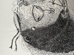 Black Metallic Threads, Embroidered, Tapestry for Baby Room, In Stock