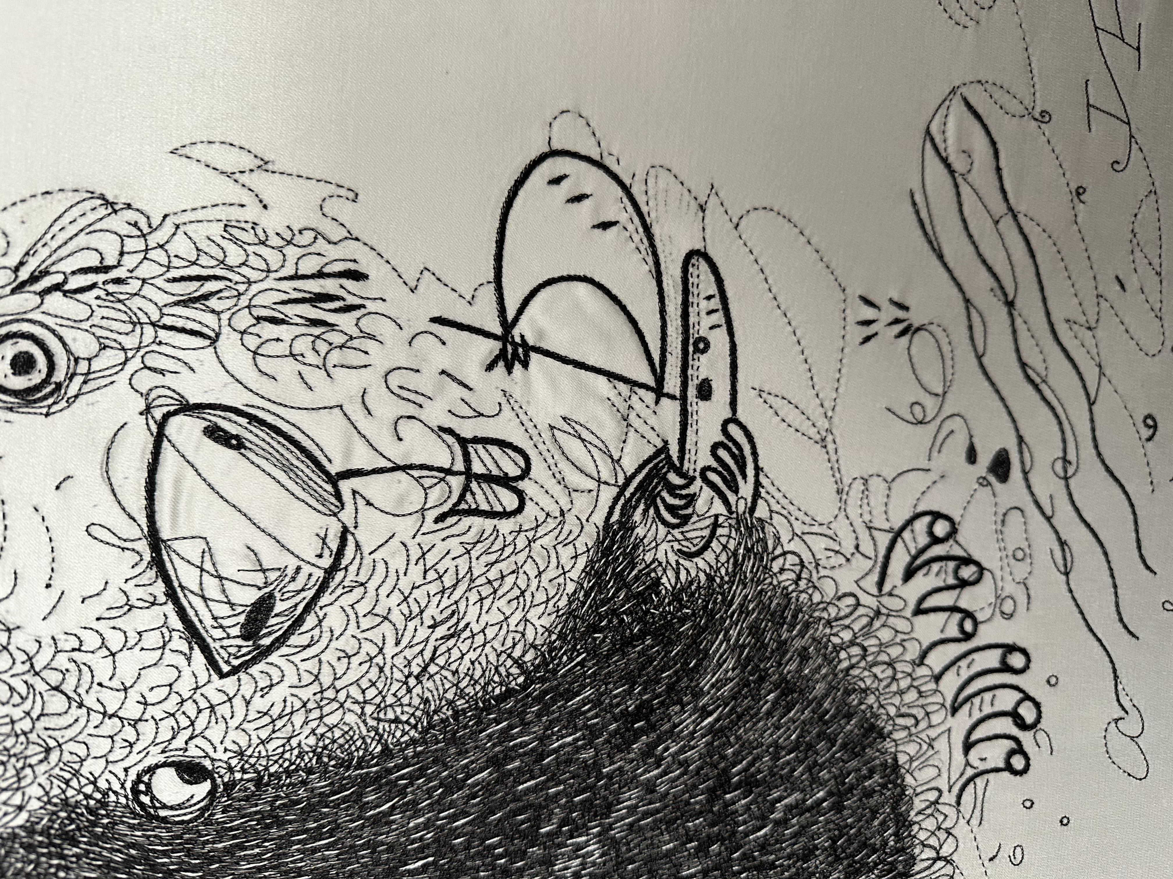 Hilos Metálicos Negros, Bordados, Tapiz para Habitación de Bebé, En Stock Hong Kong en venta