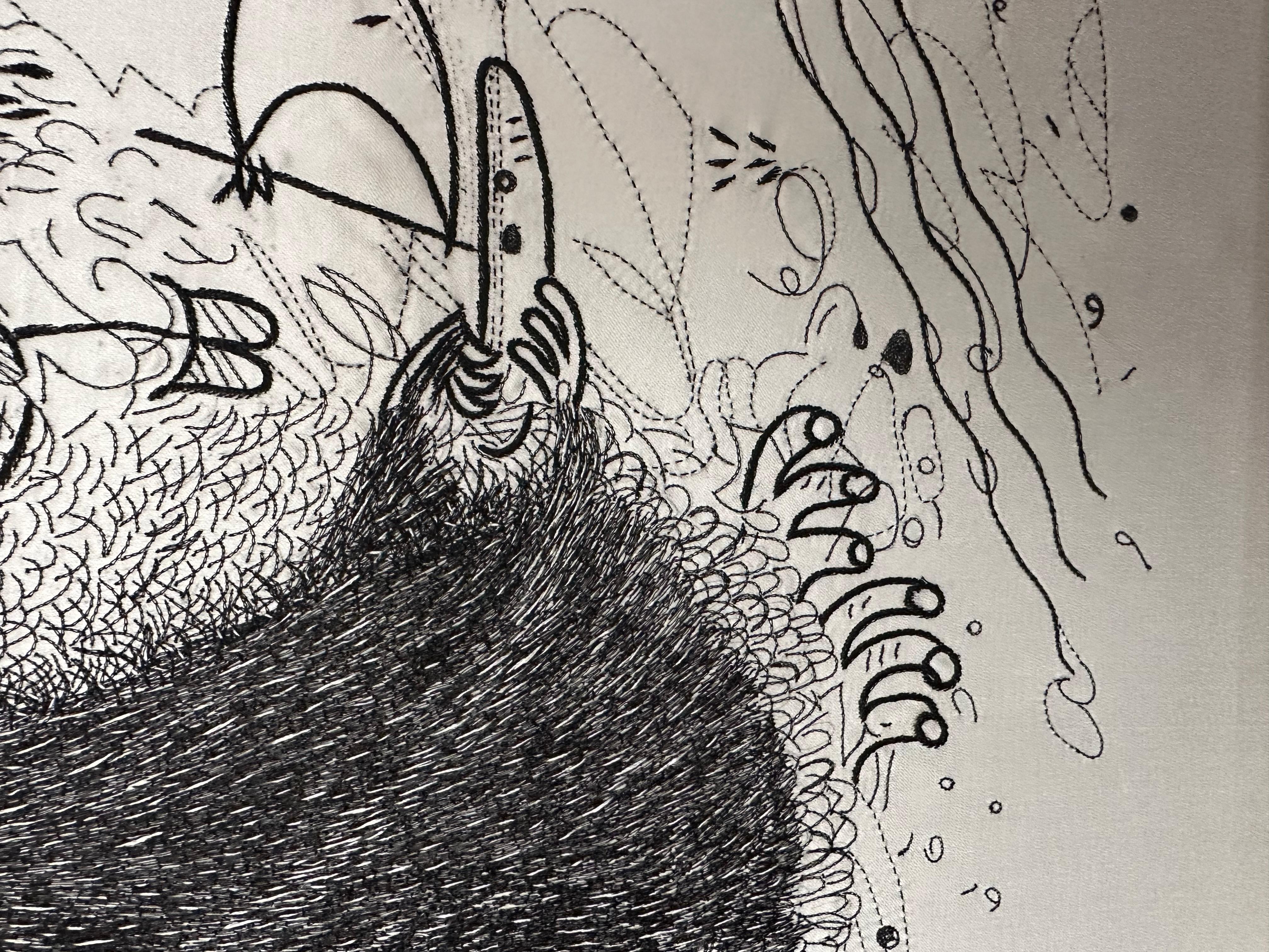 Hilos Metálicos Negros, Bordados, Tapiz para Habitación de Bebé, En Stock Hecho a mano en venta