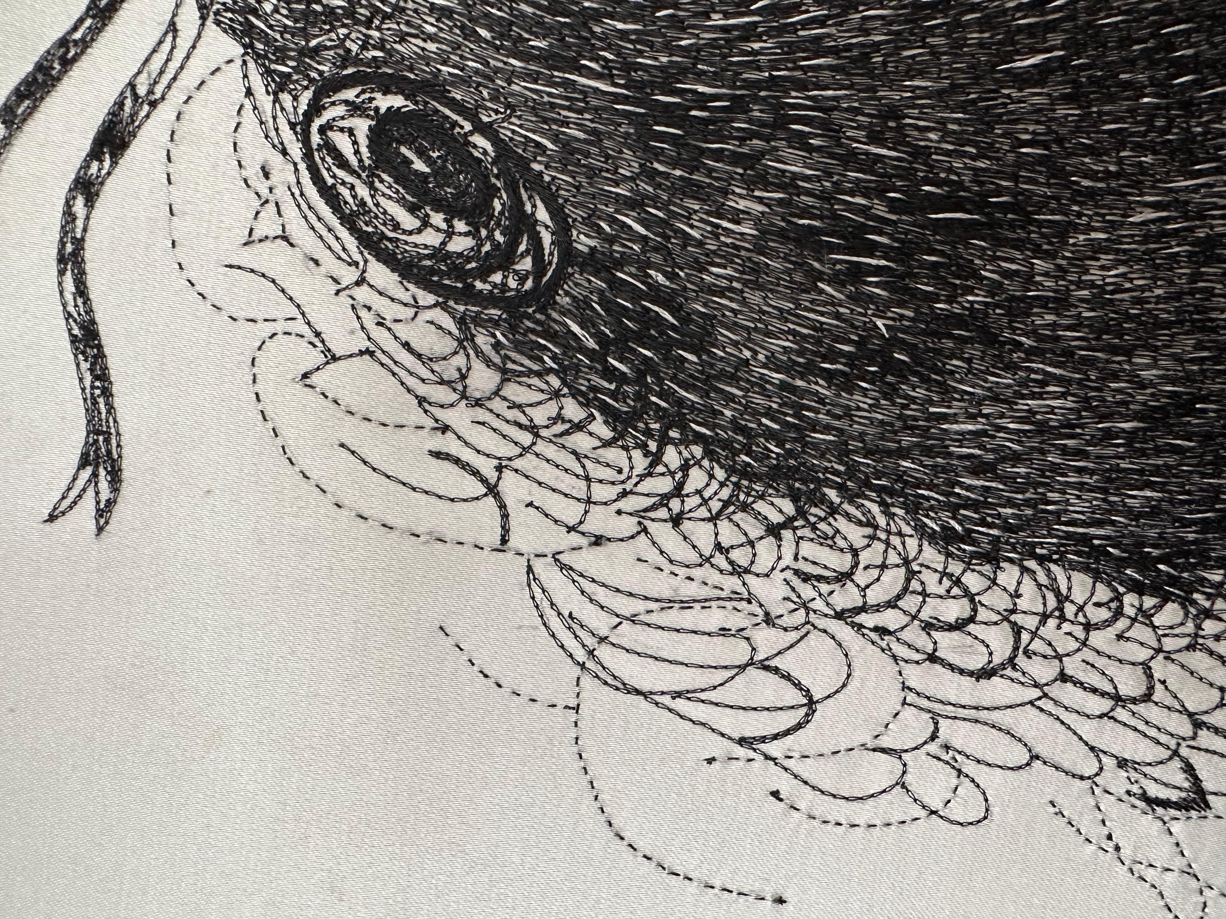 Hilos Metálicos Negros, Bordados, Tapiz para Habitación de Bebé, En Stock Tela en venta