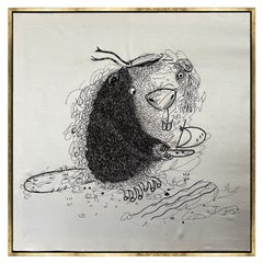 Black Metallic Threads, Embroidered, Tapestry for Baby Room, In Stock
