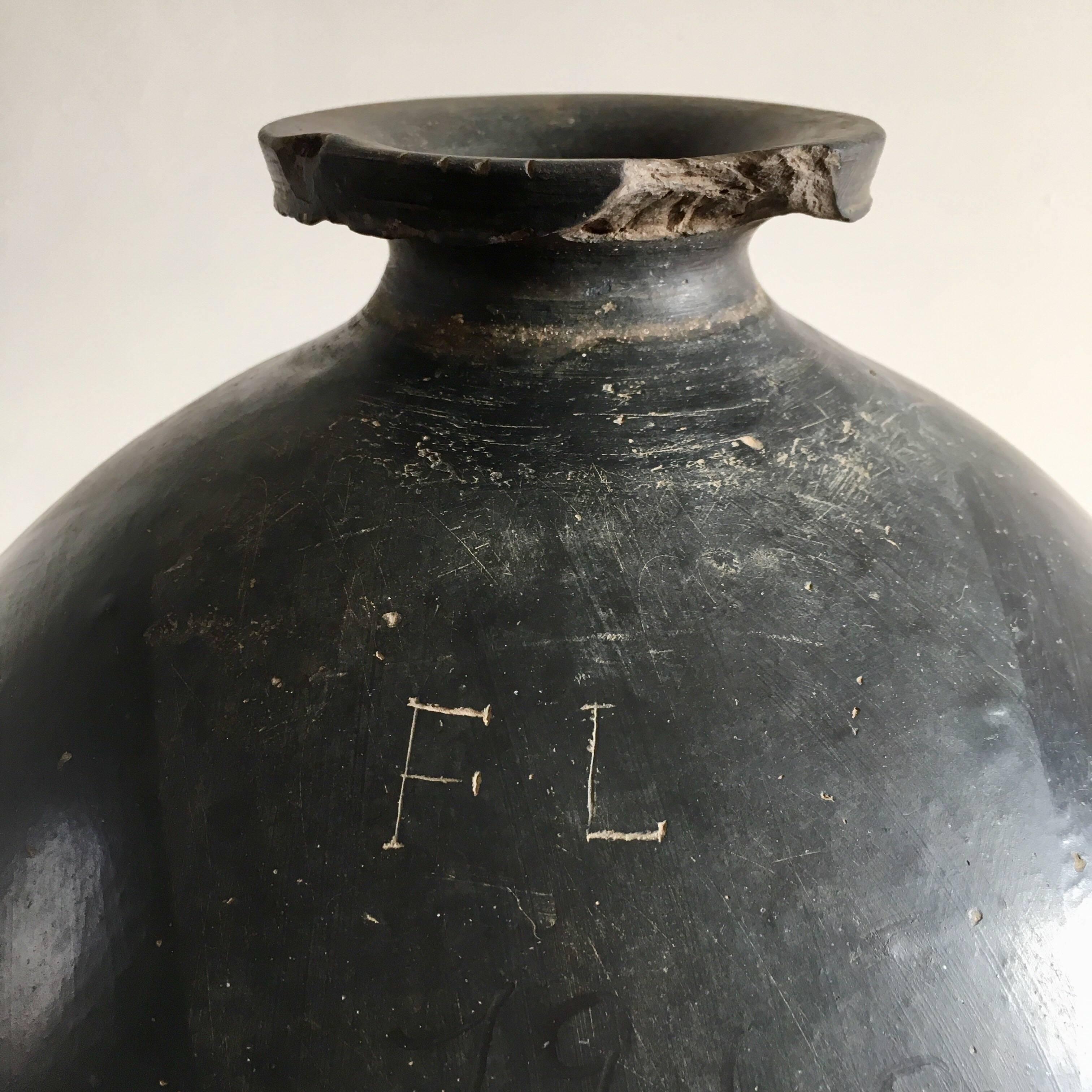 Rustic Black Mezcal Pot from Mexico