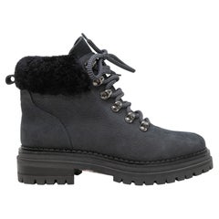 Schwarze M.Gemi Combat Stiefel aus Leder & Shearling in Schwarz, Größe 37