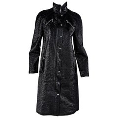 Black Michael Kors Faux Patent Leather Coat