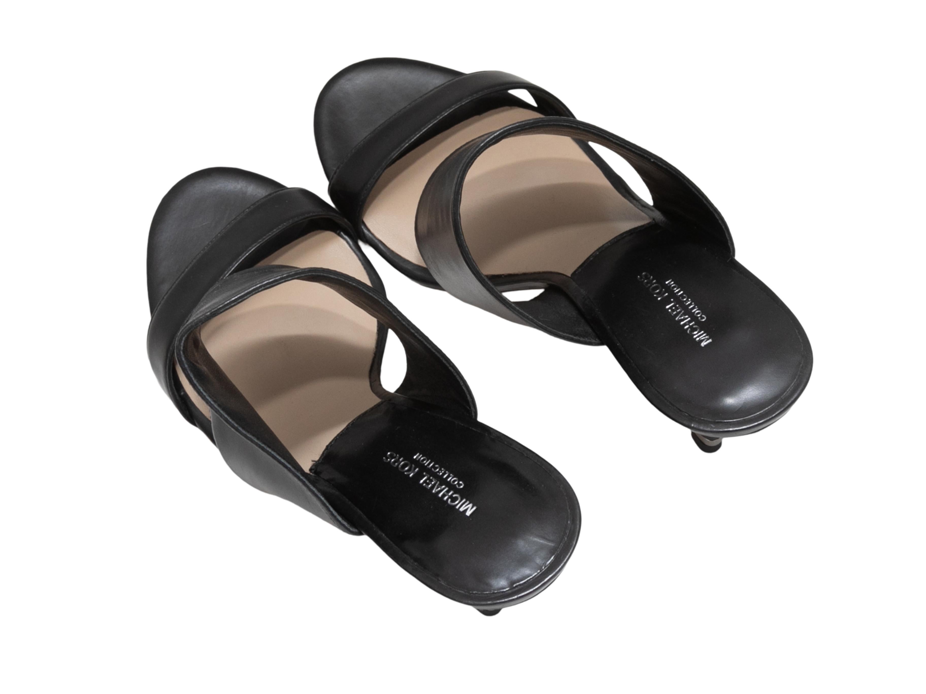 Black Michael Kors Leather Heeled Sandals Size 36.5 In Good Condition For Sale In New York, NY