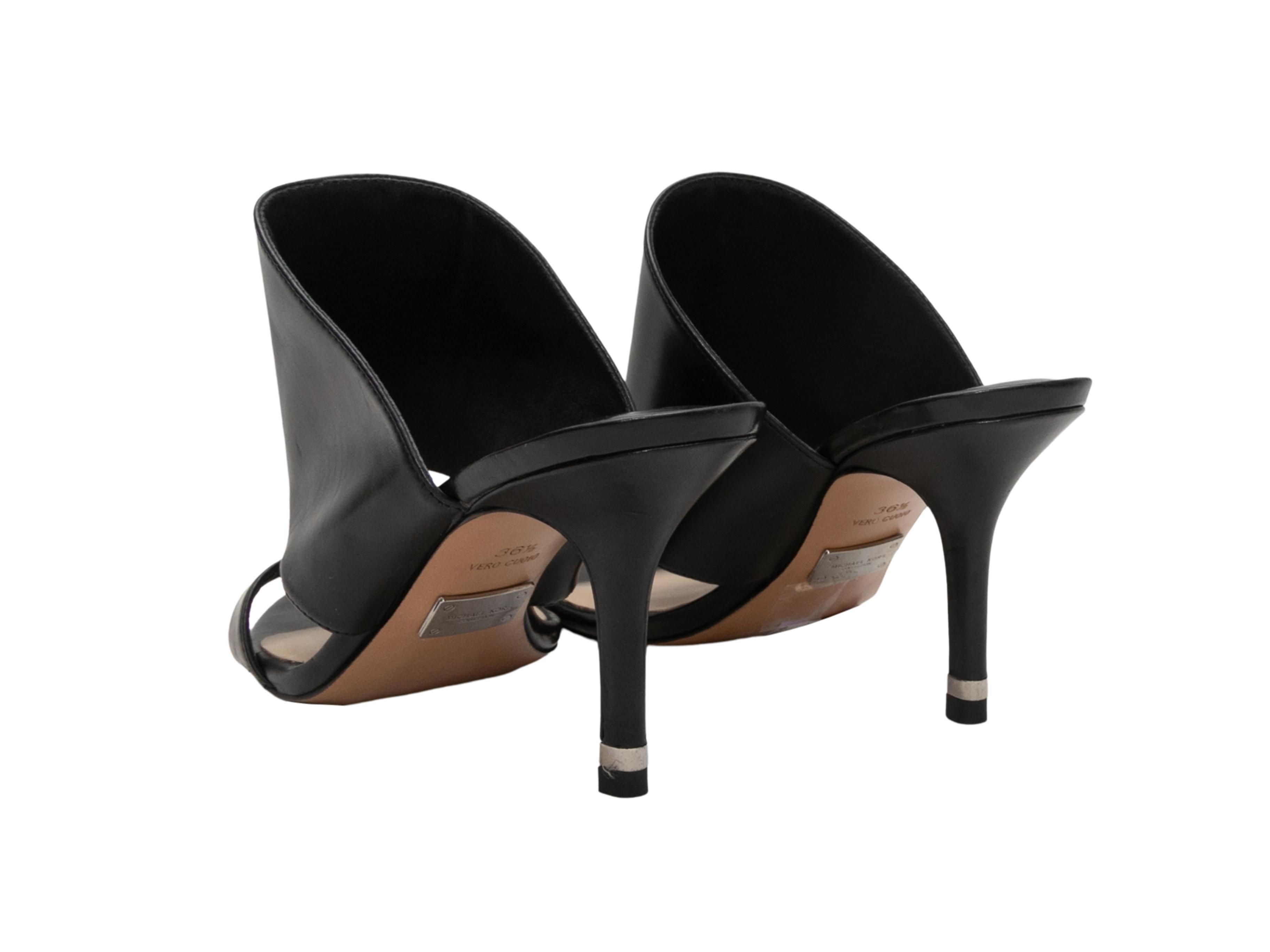 Women's Black Michael Kors Leather Heeled Sandals Size 36.5 For Sale