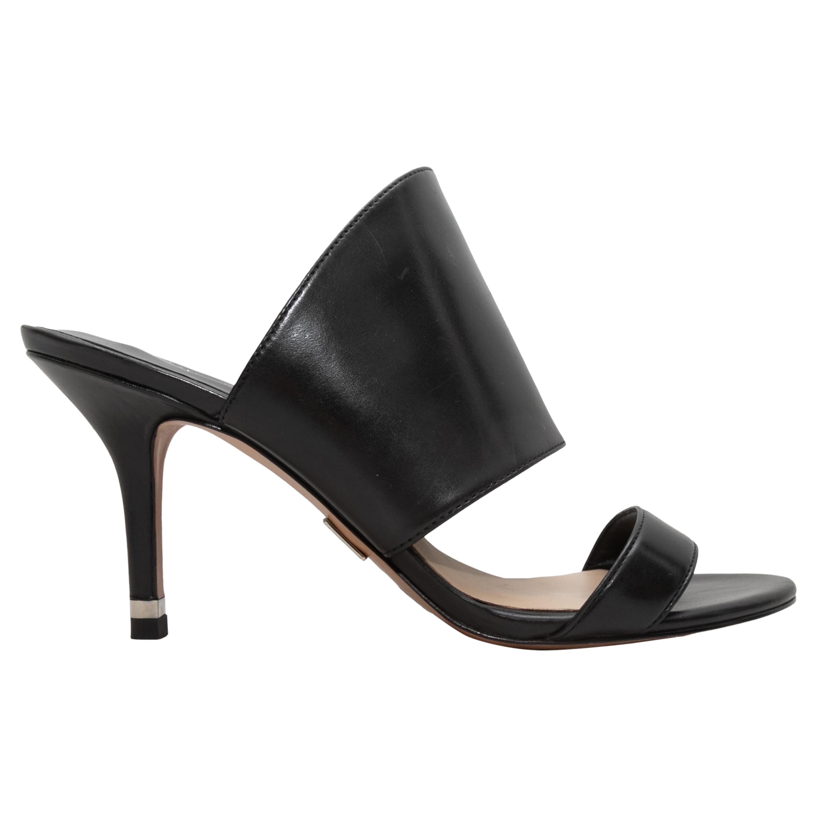 Black Michael Kors Leather Heeled Sandals Size 36.5 For Sale