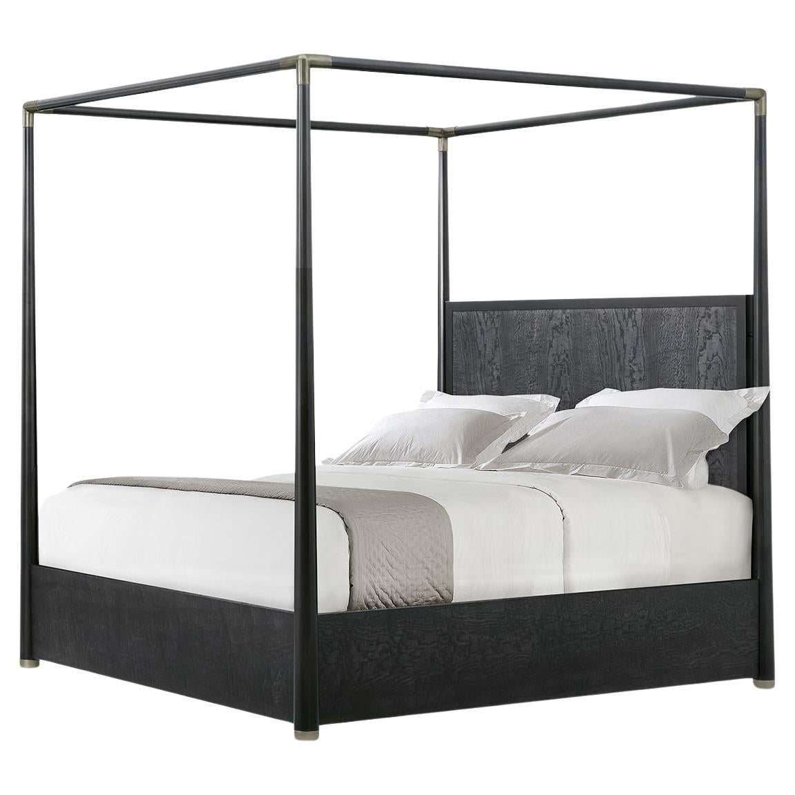 Schwarzes Mid Century-Himmelbett - CAL King