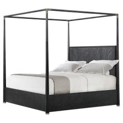 Black Mid Century Canopy Bed - CAL King