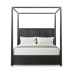 Black Mid Century Canopy Bed - US King