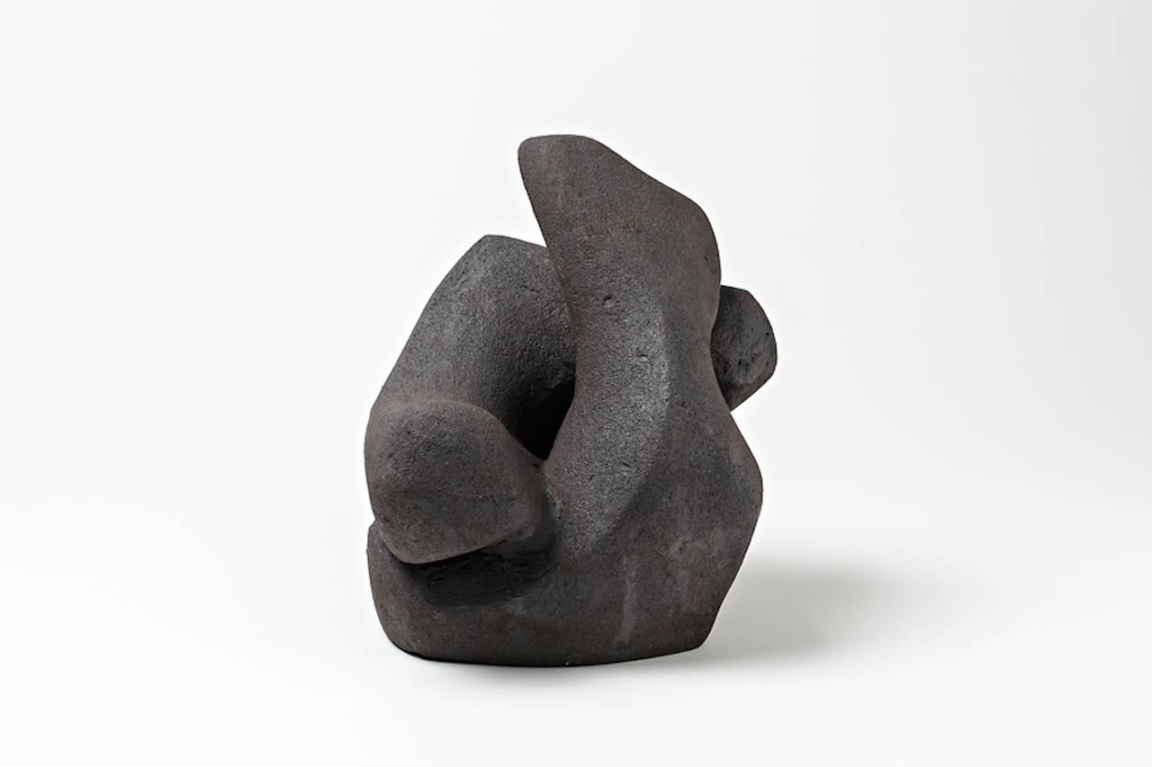 Mid-Century Modern Black Midcentury Ceramic Sculpture by Tim Orr, circa 1980 For Sale