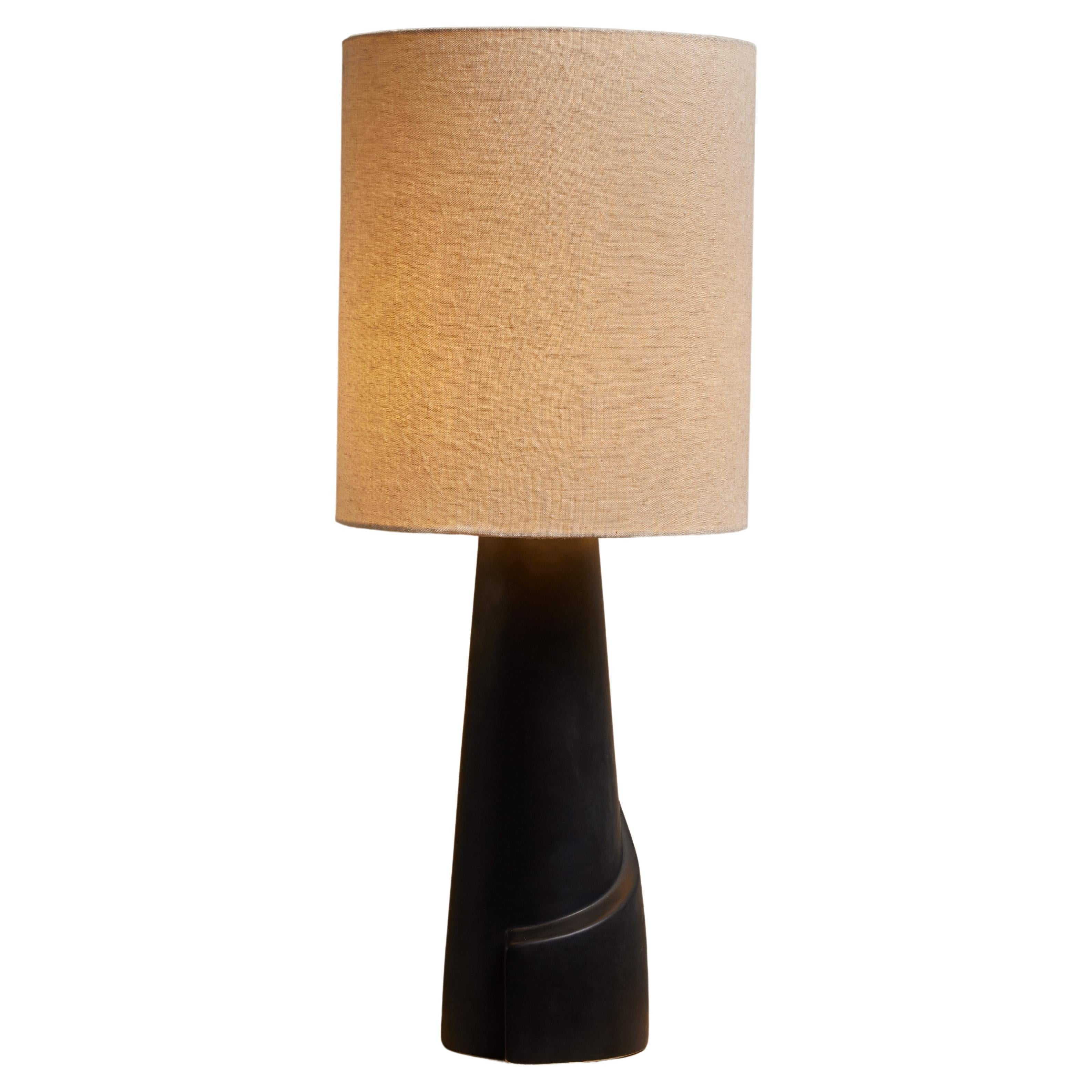 Black Mid Century Ceramic Table Lamp For Sale