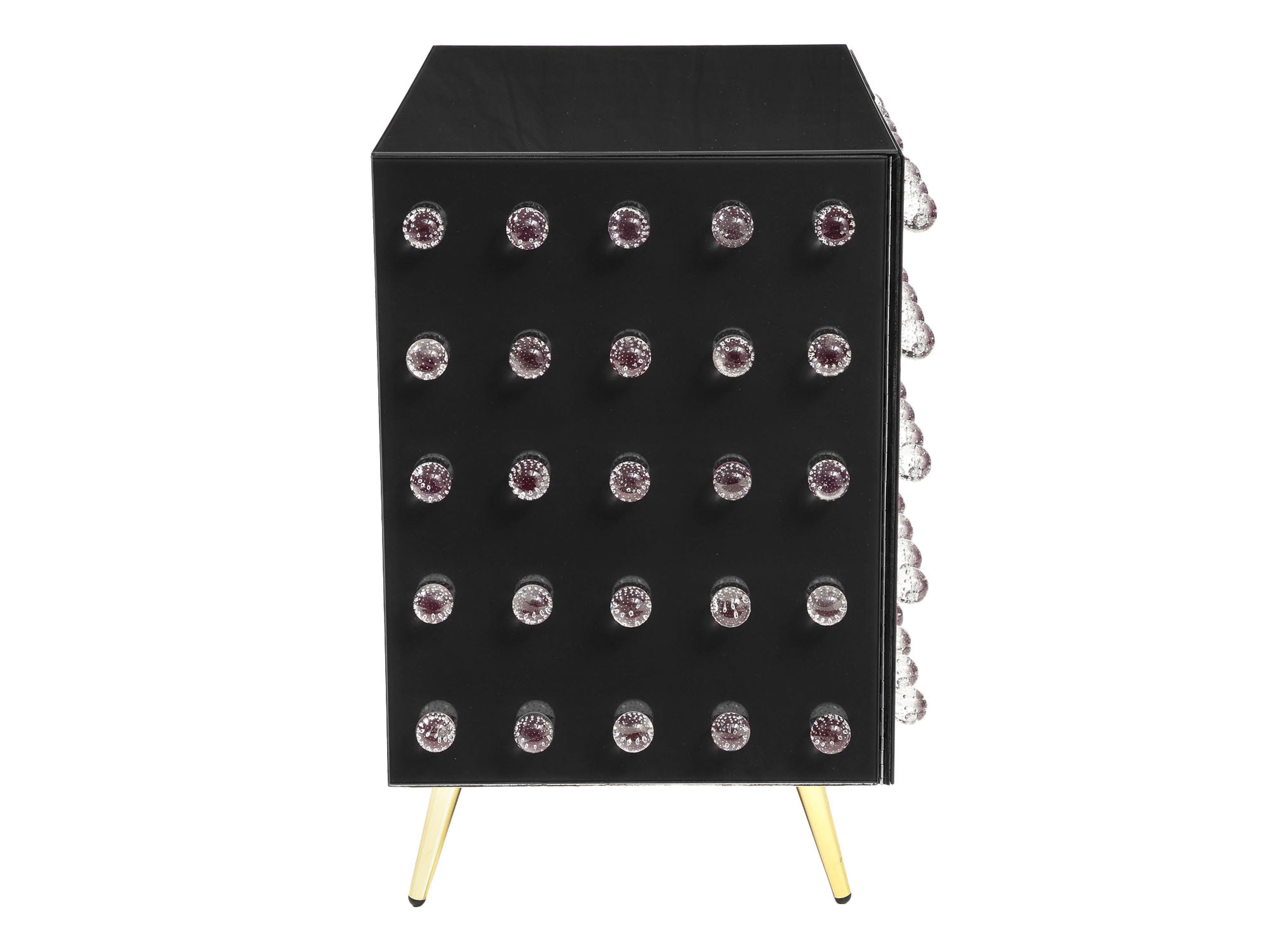 Italian Black Mid-Century Glass Cabinet with 90 Murano Glass Spheres Available  For Sale