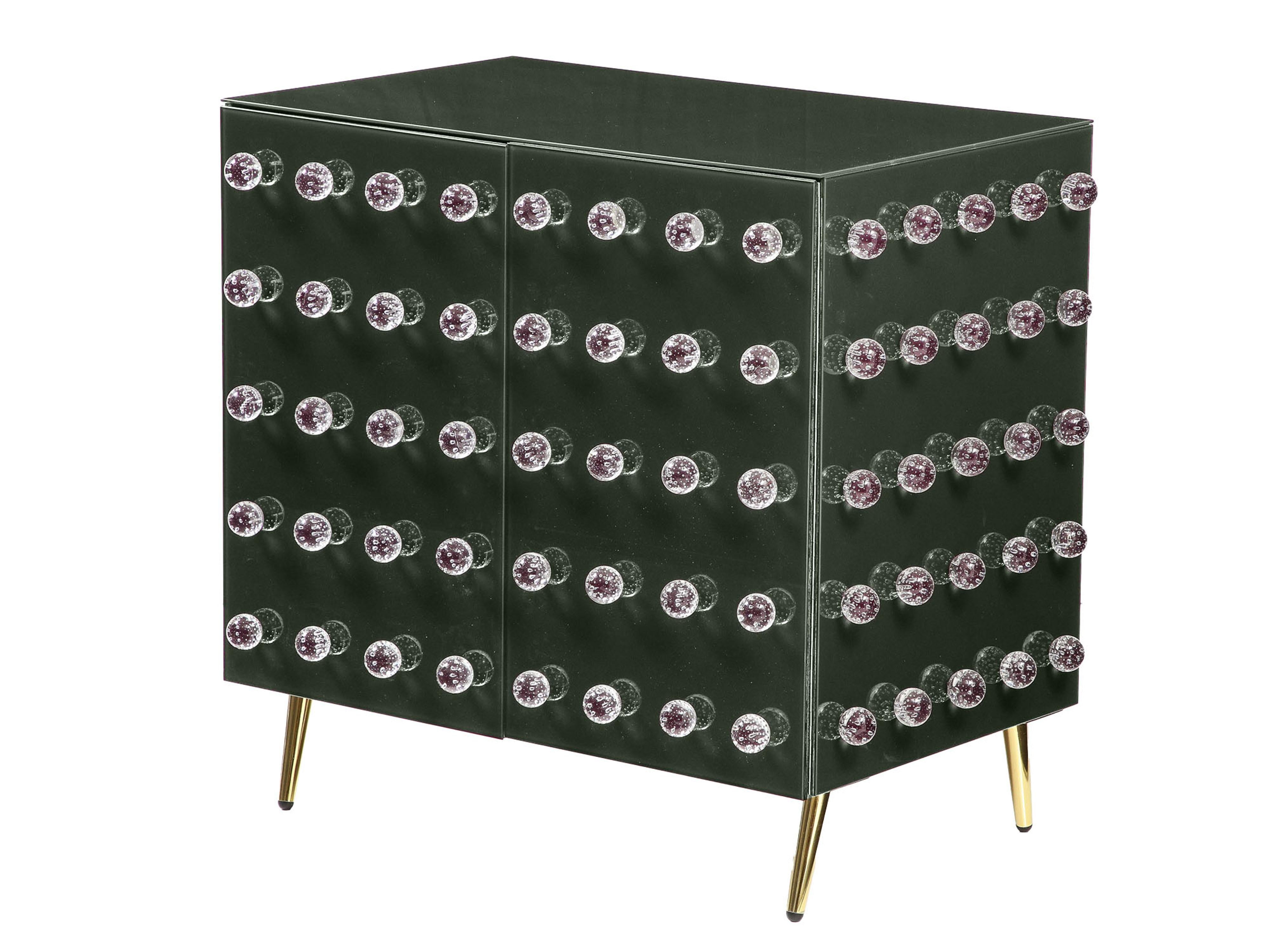 Contemporary Black Mid-Century Glass Cabinet with 90 Murano Glass Spheres Available  For Sale