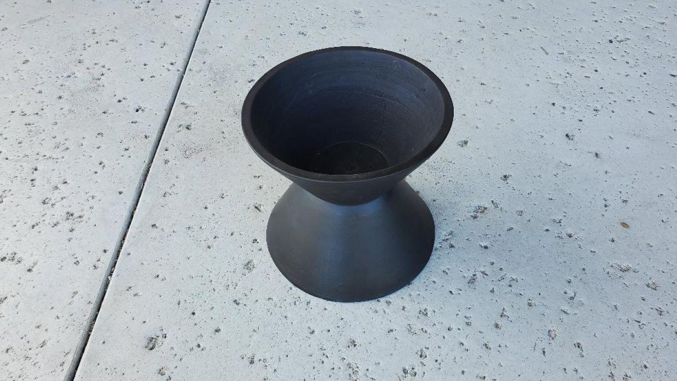 Black Mid-Century Modern Ceramic Double Coned Planter Usa Architectural Vessel  For Sale 2