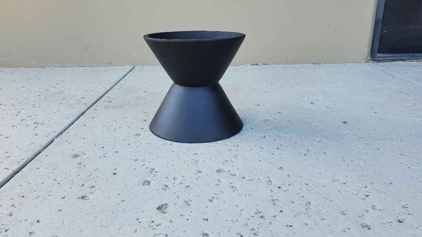 Black Mid-Century Modern Ceramic Double Coned Planter Usa Architectural Vessel  For Sale 3