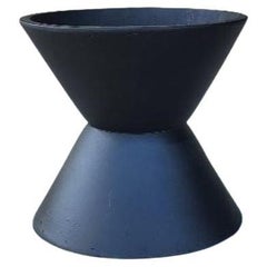 Vintage Black Mid-Century Modern Ceramic Double Coned Planter Usa Architectural Vessel 