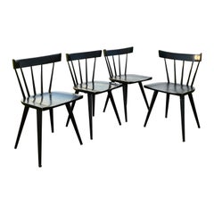 Chaises de salle à manger noires Paul McCobb Windsor modernes du milieu du siècle Planner Winchendon