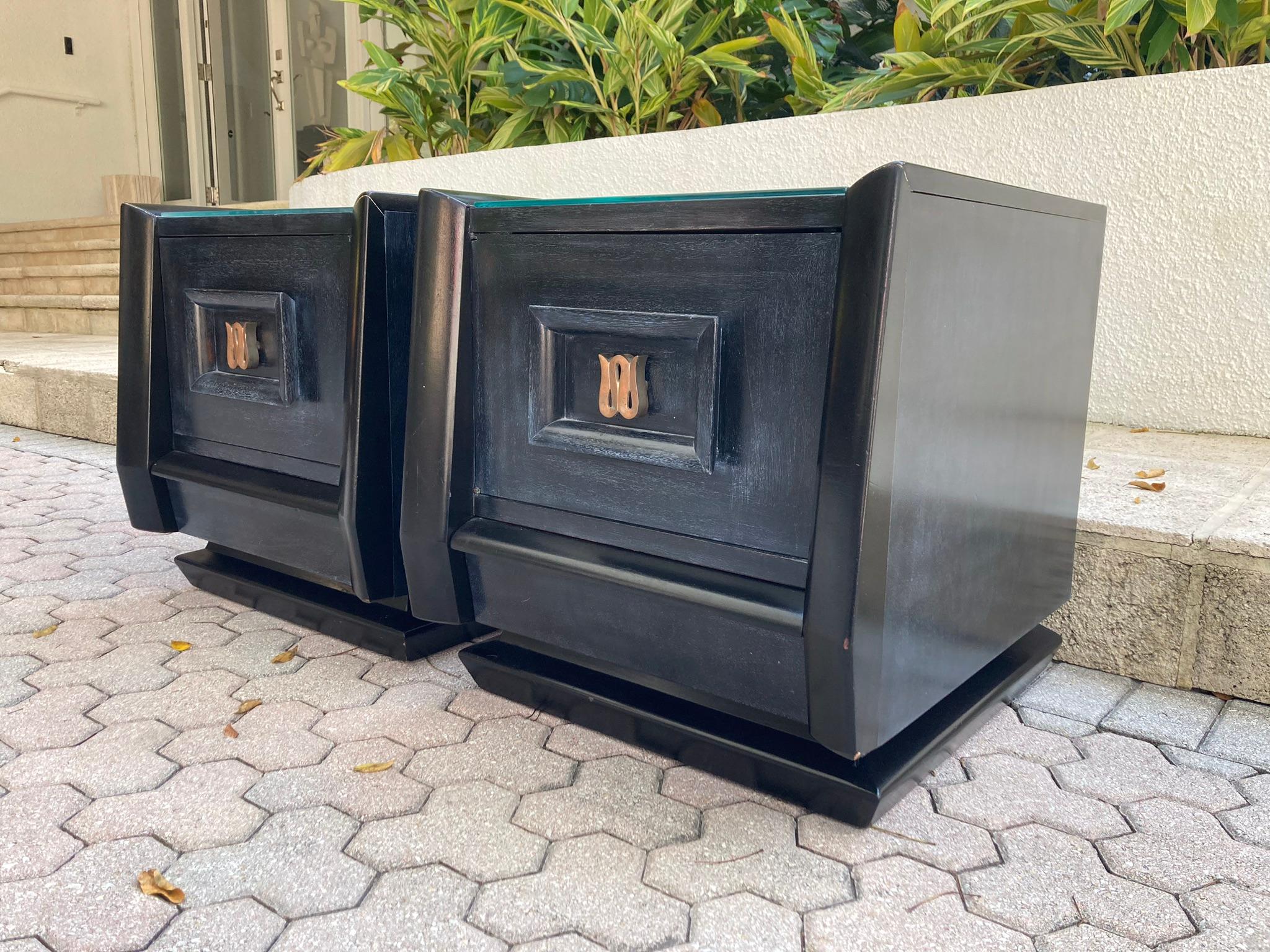 Wood Black Midcentury Nightstands For Sale